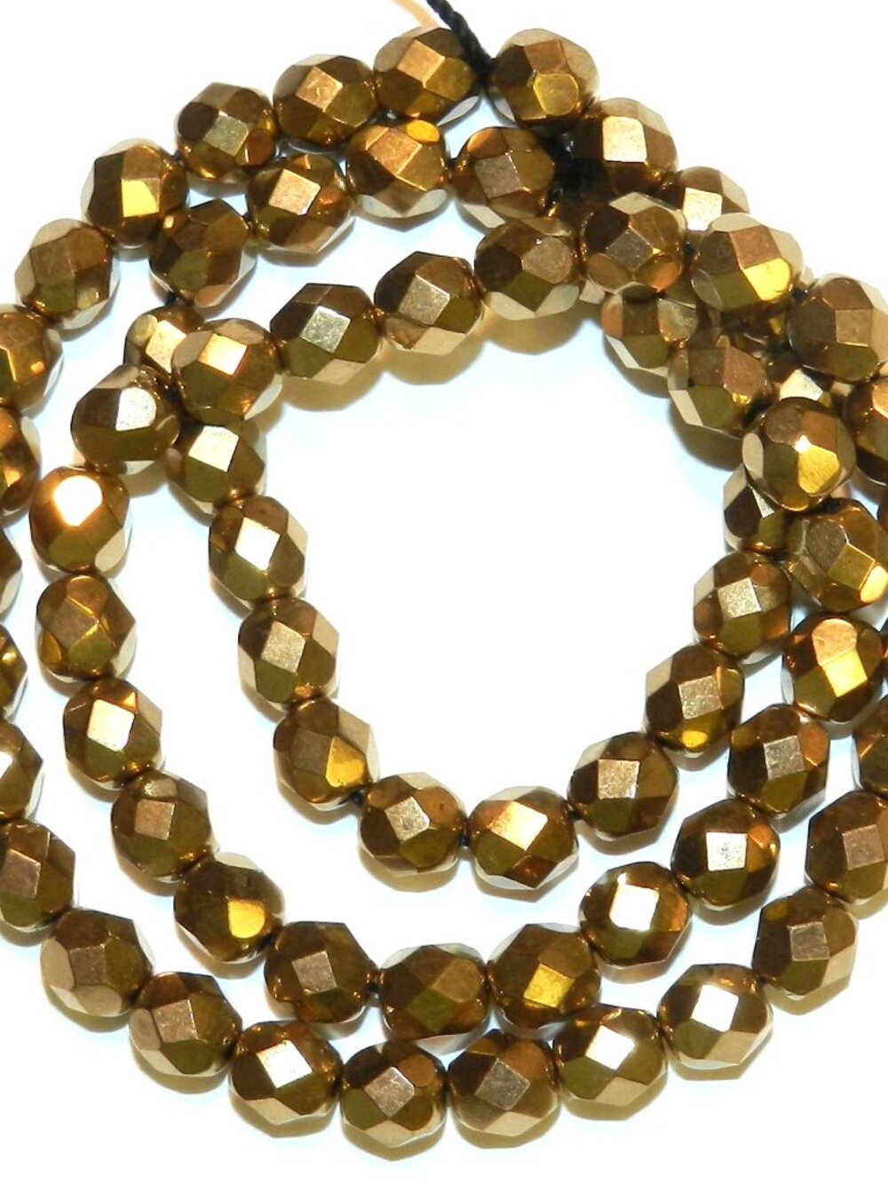 CZ3139 Light Bronze Metallic 6mm Fire-Polished Faceted Round Czech Glass Beads